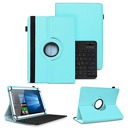 NAUC Schutzhülle kompatibel mit Blackview Tab 7 Pro / 7 Tasche Tablet Schutz Hülle Kunstleder Bluetooth Tastatur QWERTZ 360 Drehbar Cover Case Keyboard, Farben:Türkis von NAUC