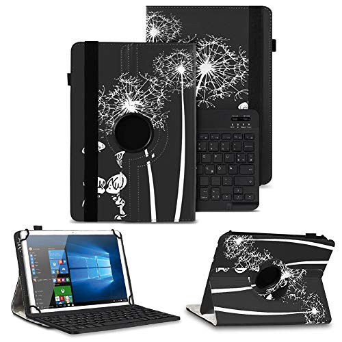 NAUC Schutzhülle kompatibel mit DOOGEE T10 Plus T10E T10S 10,1 Zoll Tasche Tablet Schutz Hülle Kunstleder Bluetooth Tastatur QWERTZ 360 Drehbar Cover Keyboard Case, Farben:Motiv 12 von NAUC