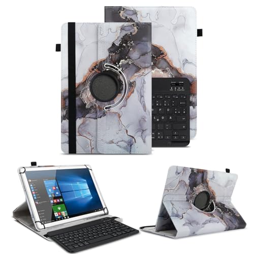 NAUC Schutzhülle kompatibel mit DOOGEE T10 Plus T10E T10S 10,1 Zoll Tasche Tablet Schutz Hülle Kunstleder Bluetooth Tastatur QWERTZ 360 Drehbar Cover Keyboard Case, Farben:Motiv 21 von NAUC