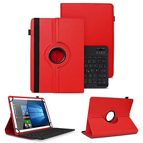 NAUC Schutzhülle kompatibel mit Lenovo Tab M11 Tasche Tablet Schutz Hülle Kunstleder Bluetooth Tastatur QWERTZ 360 Drehbar Cover Keyboard Case, Farben:Rot von NAUC