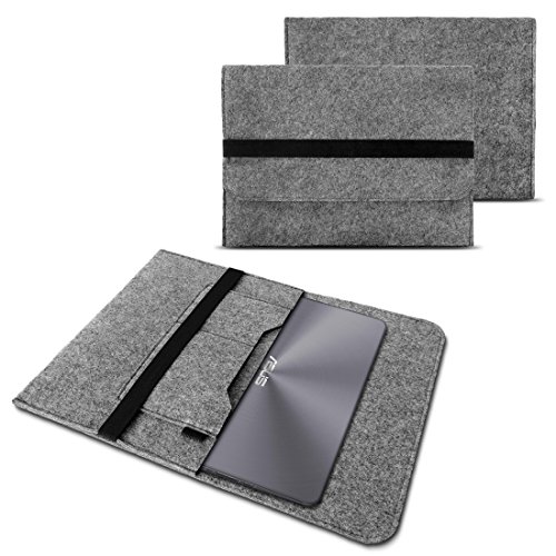NAUC Sleeve Hülle für Asus ZenBook 15 / Pro 15 Notebook Tasche Laptop 15,6 Zoll Cover strapazierfähiger Filz mit Innentaschen und sicherem Verschluss, Farbe:Grau von NAUC