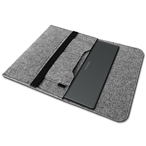 NAUC Sleeve Hülle kompatibel für Medion Akoya S15449 Notebook Tasche Laptop Cover strapazierfähiger Filz mit Innentaschen und sicherem Verschluss, Farbe:Grau von NAUC