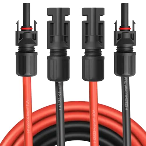NAUC Solar Verlängerungskabel für Solarpanel - Solarstecker Solarkabel für Solarmodule - Photovoltaik-Stecker - Kabel 4 mm² / 6 mm² - TÜV, Kabelquerschnitt:6mm², Länge:2X 40m incl. Stecker von NAUC