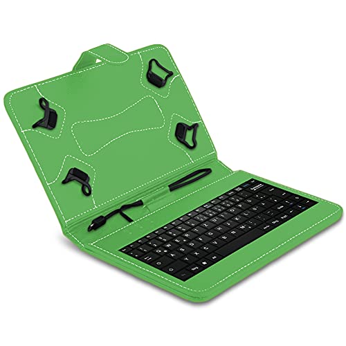 NAUC Tablet Hülle für 10 10.1 10.2 10.3 10.4 10.5 10.6 10.8 Zoll Tasche Grün Tastatur Universal Schutzhülle Keyboard QWERTZ Layout von NAUC