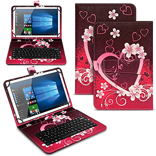 NAUC Tablet Hülle für 10 10.1 10.2 10.3 10.4 10.5 10.6 10.8 Zoll Tasche Tastatur Universal Schutzhülle Keyboard QWERTZ Layout, Farben:Motiv 5 von NAUC