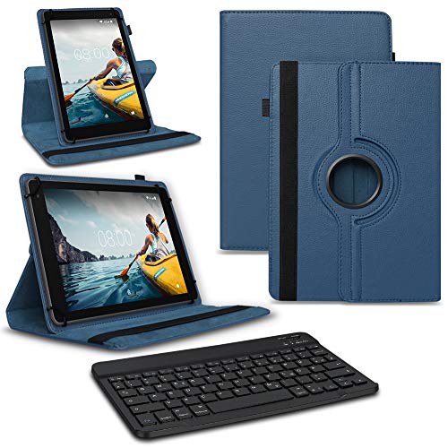 NAUC Tablet Hülle kompatibel für Medion Lifetab E Serie Tasche Bluetooth QWERTZ Tastatur Schutzhülle Keyboard Case Blau, Tablet:Medion Lifetab E10713 von NAUC