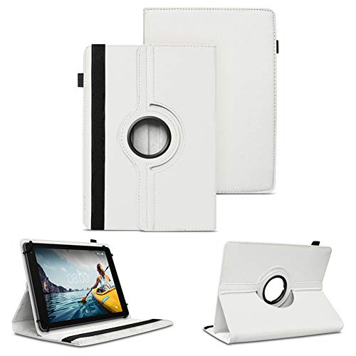 NAUC Tablet Hülle kompatibel für Medion Lifetab E10430 E10604 E10412 E10511 E10513 E10501 Tasche Schutztasche Case 360° Drehbar, Farben:Weiss von NAUC