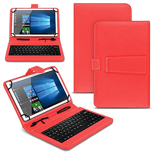 NAUC Tablet Hülle kompatibel für Teclast T50 M40 Pro M40SE P20 HD M30 T30 Tasche Tastatur Universal Schutzhülle Keyboard QWERTZ Layout, Farben:Rot von NAUC