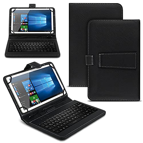 NAUC Tablet Hülle kompatibel für Teclast T50 M40 Pro M40SE P20 HD M30 T30 Tasche Tastatur Universal Schutzhülle Keyboard QWERTZ Layout, Farben:Schwarz von NAUC