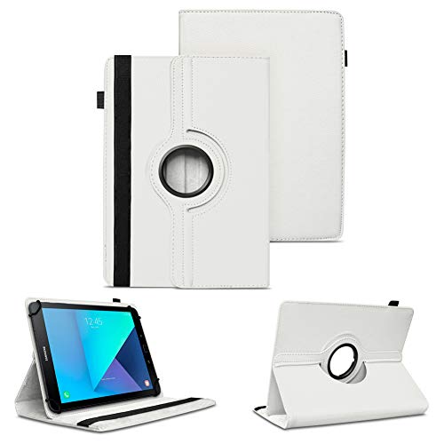 NAUC Tablet Schutzhülle kompatibel für Samsung Galaxy Tab S2 S3 9.7 Tasche Tablettasche Hülle mit Standfunktion 360° drehbar Kunst-Leder Cover Universal Tablethülle Case, Farben:Weiss von NAUC