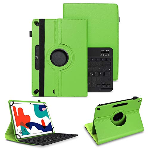 NAUC Tablet Tasche kompatibel für Huawei MatePad 10.4 Schutzhülle Bluetooth Tastatur Keyboard QWERTZ Universal Hülle Standfunktion 360 Drehbar Cover Case, Farben:Grün von NAUC