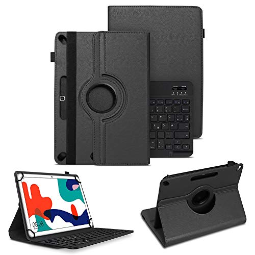 NAUC Tablet Tasche kompatibel für Huawei MatePad 10.4 Schutzhülle Bluetooth Tastatur Keyboard QWERTZ Universal Hülle Standfunktion 360 Drehbar Cover Case, Farben:Schwarz von NAUC