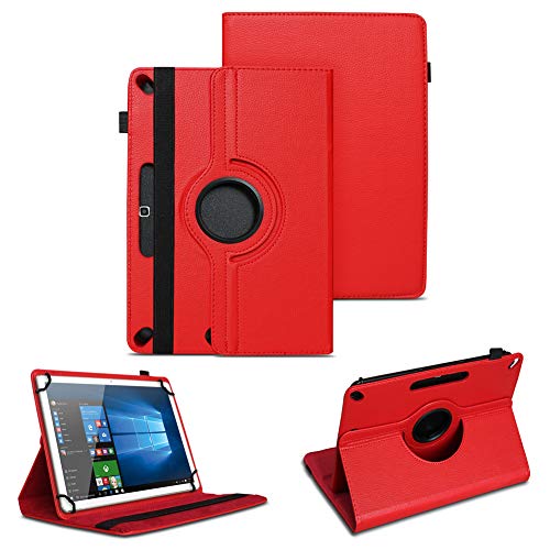NAUC Tablet Tasche kompatibel für Jay-tech G10.11 LTE G10.10 Schutzhülle Universal Kunst-Leder Hülle Standfunktion 360 Drehbar Cover Case, Farben:Rot von NAUC