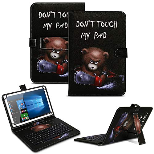 NAUC Tablet Tasche kompatibel für ODYS Space One 10 / SE Keyboard USB Hülle Tastatur QWERTZ Tastatur Schutzhülle Standfunktion Magnetverschluss Cover Universal, Farben:Motiv 1 von NAUC