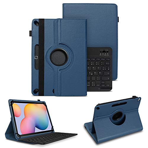 NAUC Tablet Tasche kompatibel für Samsung Galaxy Tab S6 Lite Schutzhülle Tastatur Universal QWERTZ Bluetooth Hülle Standfunktion 360 Drehbar Cover Case, Farben:Blau von NAUC