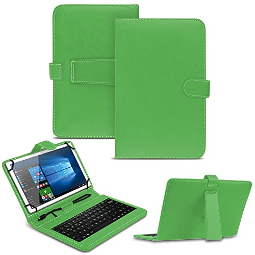 NAUC Tablet Tasche kompatibel mit DOOGEE T30 Pro Keyboard USB Hülle Tastatur QWERTZ Tastatur Schutzhülle Standfunktion Magnetverschluss Cover Universal, Farben:Grün von NAUC