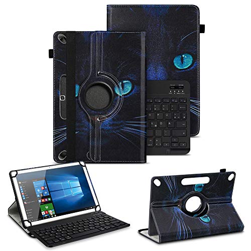 NAUC Tablet Tasche kompatibel mit Nokia T20 T21 Bluetooth Schutzhülle Universal QWERTZ Tastatur Hülle Standfunktion Drehbar Case, Farben:Motiv 5 von NAUC