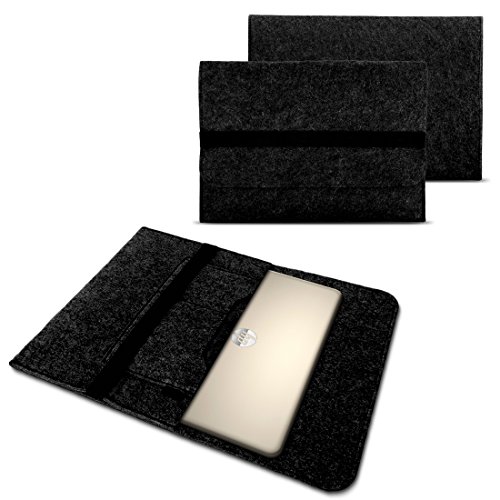 NAUC Tasche Hülle für 17' 17.3 Zoll Filz Sleeve Schutzhülle Laptop Case Ultrabook Cover Notebook Bag Filz dunkel Grau Innentaschen sicheren Verschluss von NAUC