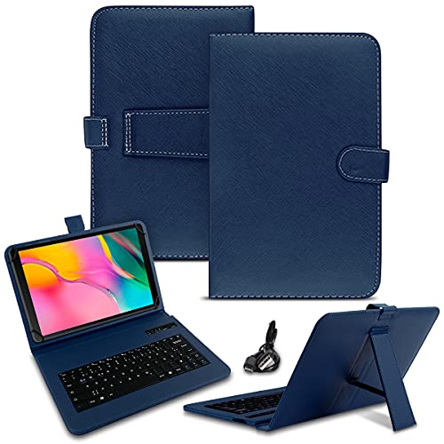 NAUC Tastatur Hülle kompatibel für Samsung Galaxy Tab A 10.1 2019 Tasche QWERTZ Bluetooth Schutzhülle Keyboard kabellos deutsche Tastatur QWERTZ Layout Case 10.4 Cover, Farben:Blau von NAUC