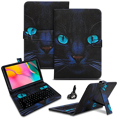 NAUC Tastatur Hülle kompatibel für Samsung Galaxy Tab A 10.1 2019 Tasche QWERTZ Bluetooth Schutzhülle Keyboard kabellos deutsche Tastatur QWERTZ Layout Case 10.4 Cover, Farben:Motiv 1 von NAUC