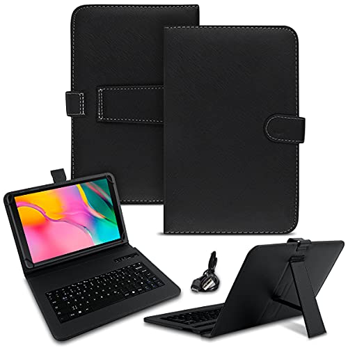 NAUC Tastatur Hülle kompatibel für Samsung Galaxy Tab A 10.1 2019 Tasche QWERTZ Bluetooth Schutzhülle Keyboard kabellos deutsche Tastatur QWERTZ Layout Case 10.4 Cover, Farben:Schwarz von NAUC