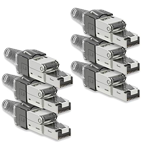 NAUC CAT 7 RJ45 Netzwerkstecker - 6X RJ45 Stecker Steckverbinder - mit Zugentlastung Grau - geschirmt - werkzeuglos - CAT 7 CAT7 LAN Netzwerkkabel Stecker NAUC CAT 7 RJ45 Netzwerkstecker - 6X RJ45 Stecker Steckverbinder - mit Zugentlastung Grau - geschirmt - werkzeuglos - CAT 7 CAT7 LAN Netzwerkkabel Stecker von NAUC