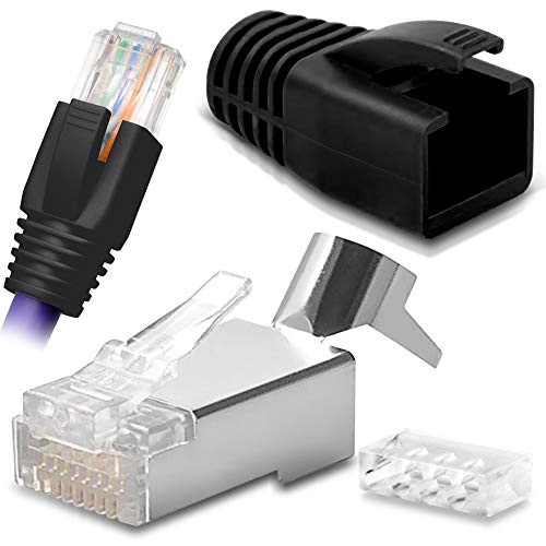 Netzwerkstecker Netzwerk DSL Stecker CAT7 CAT7A CAT6 CAT6A CAT5 RJ45 DSL LAN vergoldete Kontakte Knickschutz, Farbe:Schwarz, Stückzahl:100 Stück Netzwerkstecker Netzwerk DSL Stecker CAT7 CAT7A CAT6 CAT6A CAT5 RJ45 DSL LAN vergoldete Kontakte Knickschutz, Farbe:Schwarz, Stückzahl:100 Stück von NAUC