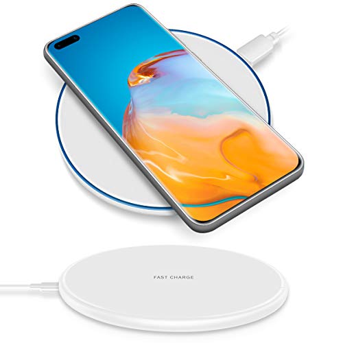 QI Wireless Ladestation kompatibel für Huawei P40 Pro Kabellos Charger Induktives Universal Schnellladegerät, Farben:Weiss von NAUC