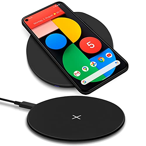 Qi Schnellladegerät Wireless kompatibel für Google Pixel 3 4 / XL / 5 Kabellose Universal Schnellladestation Induktiver Charger, Farbe:Schwarz von NAUC