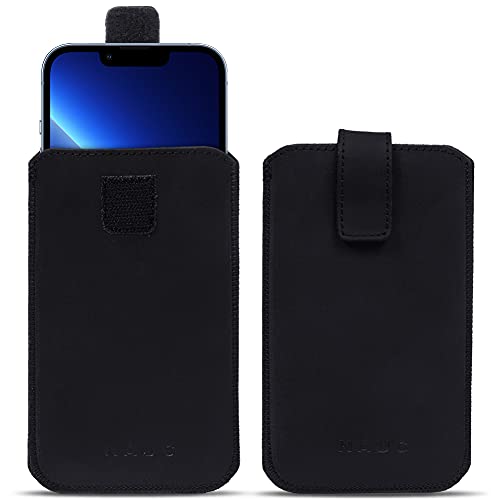 Schutzhülle kompatibel mit Apple iPhone 16 15 14 13 / Plus/Pro/Pro Max Tasche Smartphone Lederhülle Pull Tab Handy Sleeve Hülle Cover Schwarz Schutzhülle kompatibel mit Apple iPhone 16 15 14 13 / Plus/Pro/Pro Max Tasche Smartphone Lederhülle Pull Tab Handy Sleeve Hülle Cover Schwarz von NAUC