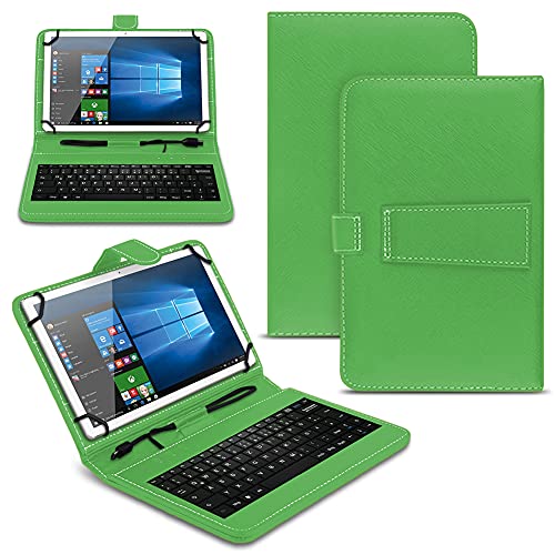 Tablet Hülle kompatibel für Lenovo Tab M10 HD FHD Plus 10.3 10.6 Zoll Tasche Tastatur Universal Schutzhülle Keyboard QWERTZ Layout, Farben:Grün von NAUC