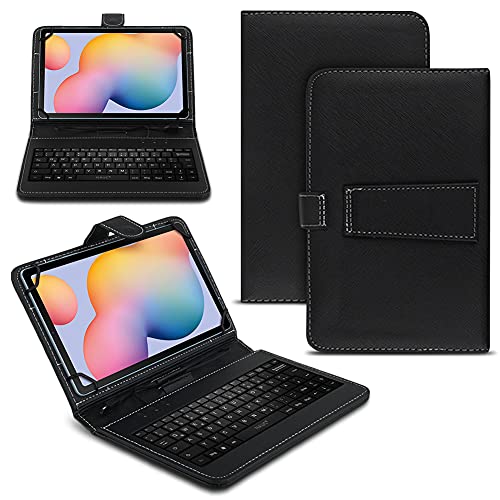 Tablet Hülle kompatibel für Samsung Galaxy Tab Serie 9.7 10 10.1 10.2 10.3 10.4 10.5 Zoll Tasche Tastatur Universal Schutzhülle Keyboard QWERTZ, Farben:Schwarz, Tablet :Samsung Galaxy Tab S4 10.5 von NAUC