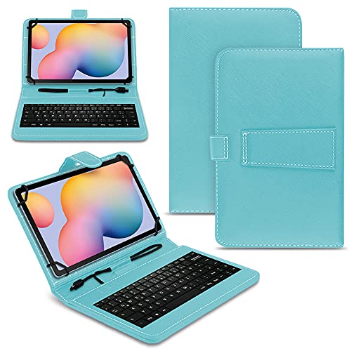 Tablet Hülle kompatibel für Samsung Galaxy Tab Serie 9.7 10 10.1 10.2 10.3 10.4 10.5 Zoll Tasche Tastatur Universal Schutzhülle Keyboard QWERTZ, Farben:Türkis, Tablet :Samsung Galaxy Note 10.1 von NAUC