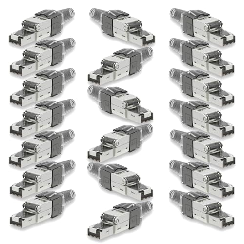 20x Netzwerkstecker CAT 7 Werkzeuglos RJ45 Netzwerk Stecker für Verlegekabel Patchkabel Netzwerkkabel aus Metall ohne Werkzeug werkzeugfrei von NAUCI