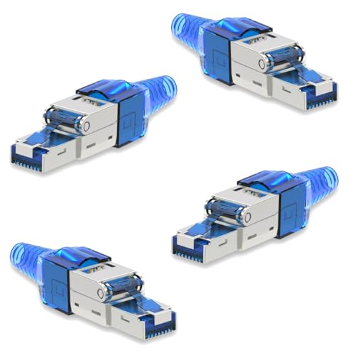 4X Netzwerkstecker CAT 7 Werkzeuglos RJ45 Netzwerk Stecker für Verlegekabel Patchkabel Netzwerkkabel aus Metall ohne Werkzeug werkzeugfrei von NAUCI