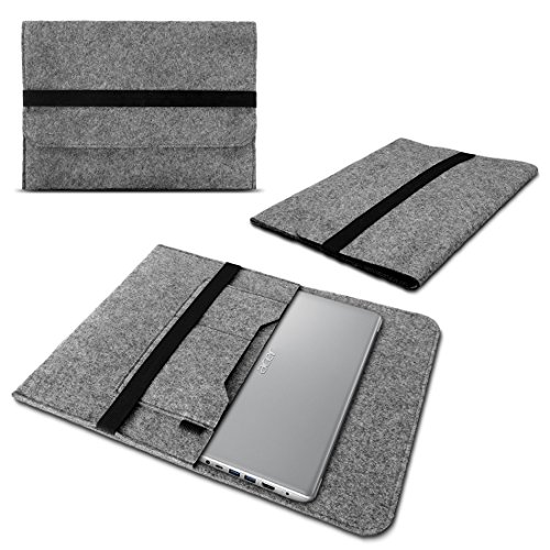 NAUCI Laptop Schutzhülle kompatibel mit Acer ConceptD 9 aus Filz mit Innentaschen Sleeve Hülle Tasche Cover 17.3 Zoll Notebook Case Tasche, Farbe:Grau von NAUCI