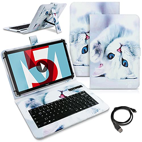 NAUCI Tablet Hülle kompatibel für Huawei MediaPad T5 10.1 Tasche Tastatur Bluetooth Keyboard QWERTZ Schutzhülle Cover Standfunktion Schutz Case, Farben:Motiv 2 von NAUCI