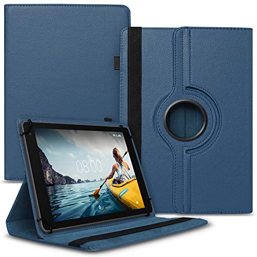 NAUCI Tablet Hülle kompatibel für Medion Lifetab E10814 Tasche Schutzhülle Case Universal Cover aus Kunst-Leder Standfunktion 360° Drehbar praktische Standfunktion, Farbe:Blau von NAUCI