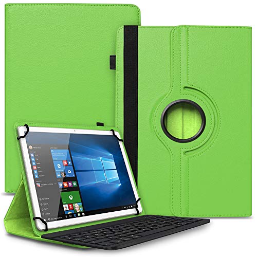NAUCI Tablet Hülle kompatibel für Odys Space One 10 / SE Tasche Schutzhülle Bluetooth Case Universal Keyboard Cover 360° Drehbar praktische Standfunktion, Farbe:Grün von NAUCI