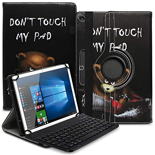 NAUCI Tablet Hülle kompatibel für Odys Space One 10 / SE Tasche Schutzhülle Bluetooth Case Universal Keyboard Cover Standfunktion 360° Drehbar, Farben:Motiv 1 von NAUCI