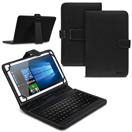 NAUCI Tablet Hülle kompatibel für Samsung Galaxy Tab A8 10.5 Tasche Tastatur Keyboard QWERTZ Schutzhülle Cover Standfunktion USB Schutz Case, Farben:Schwarz von NAUCI