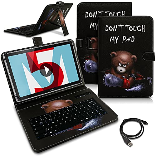 NAUCI Tablet Hülle kompatibel mit ACER Iconia Tab P10 P11 A10 Tasche Tastatur Bluetooth Keyboard QWERTZ Schutzhülle Cover Standfunktion Schutz Case, Farben:Motiv 3 von NAUCI