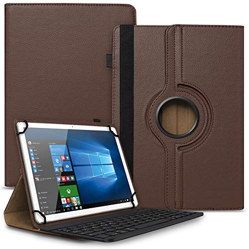 NAUCI Tablet Hülle kompatibel mit Acepad A14 A145 A140 A130 Tasche Schutzhülle Bluetooth Tastatur QWERTZ Case Universal Cover Standfunktion 360° Drehbar, Farben:Braun von NAUCI