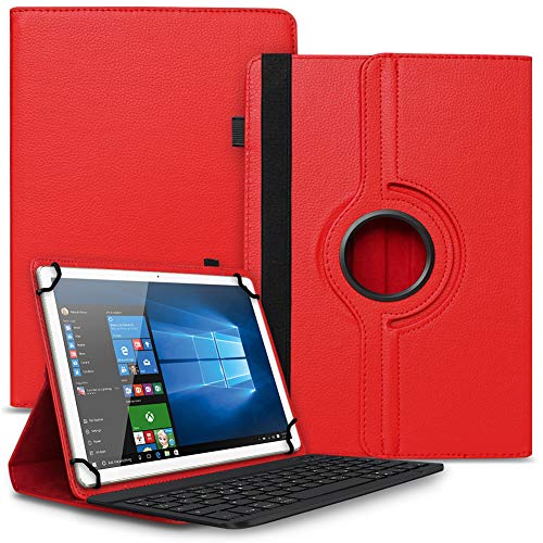 NAUCI Tablet Hülle kompatibel mit Acepad A14 A145 A140 A130 Tasche Schutzhülle Bluetooth Tastatur QWERTZ Case Universal Cover Standfunktion 360° Drehbar, Farben:Rot von NAUCI