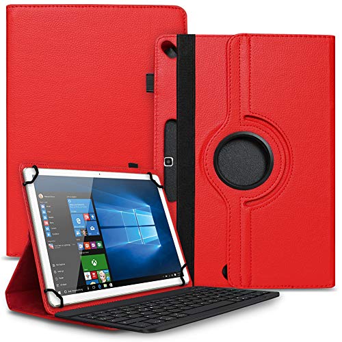 NAUCI Tablet Hülle kompatibel mit Blackview Tab 16 15 13 12 11 10 Pro 9 8 8E 7 Tasche Schutzhülle Bluetooth Case Universal Keyboard Cover Standfunktion 360° Drehbar, Farben:Rot von NAUCI