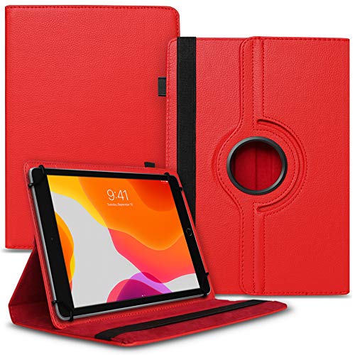 NAUCI Tablet Hülle kompatibel mit Happybe MB1001 Tasche Schutzhülle Case Universal Cover 10,1 Zoll aus Kunst-Leder Standfunktion 360° Drehbar, Farben:Rot von NAUCI