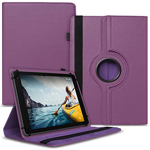 NAUCI Tablet Hülle kompatibel mit Medion Lifetab E10750 Tasche Schutzhülle Case Universal Cover aus Kunst-Leder Standfunktion 360° Drehbar praktische Standfunktion, Farbe:Lila von NAUCI