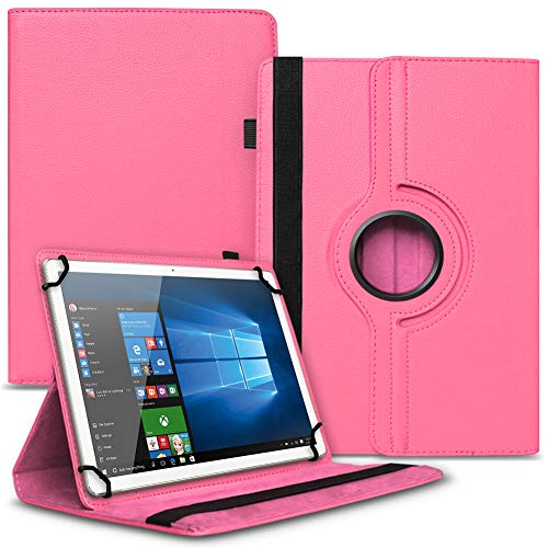 NAUCI Tablet Hülle kompatibel mit Telekom T Tablet 10,4 Zoll Tasche Schutzhülle Case Universal Cover aus Kunst-Leder Standfunktion 360° Drehbar, Farbe:Pink von NAUCI