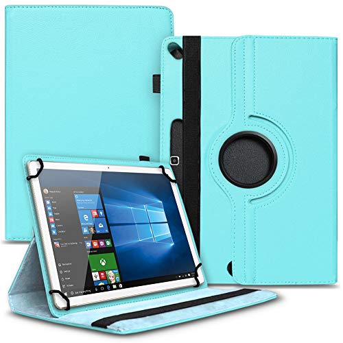 NAUCI Tablet Schutz Hülle kompatibel für Lenovo Miix 320 310 300 Tasche aus hochwertigem Kunstleder mit Standfunktion 360° Drehbar Cover Case, Farben:Türkis von NAUCI