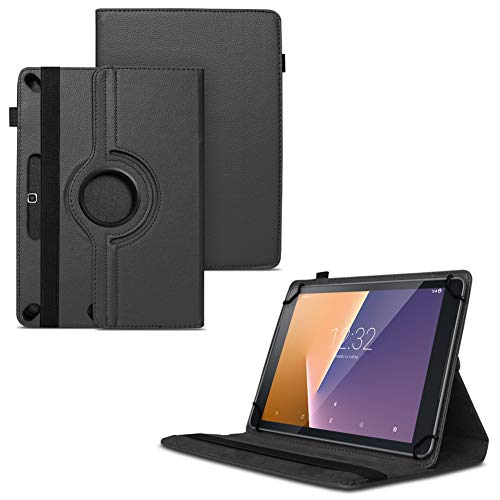 NAUCI Tablet Schutz Hülle kompatibel für Vodafone Tab Prime 6/7 Tasche aus hochwertigem Kunstleder mit Standfunktion 360° Drehbar Cover Case, Farben:Schwarz von NAUCI